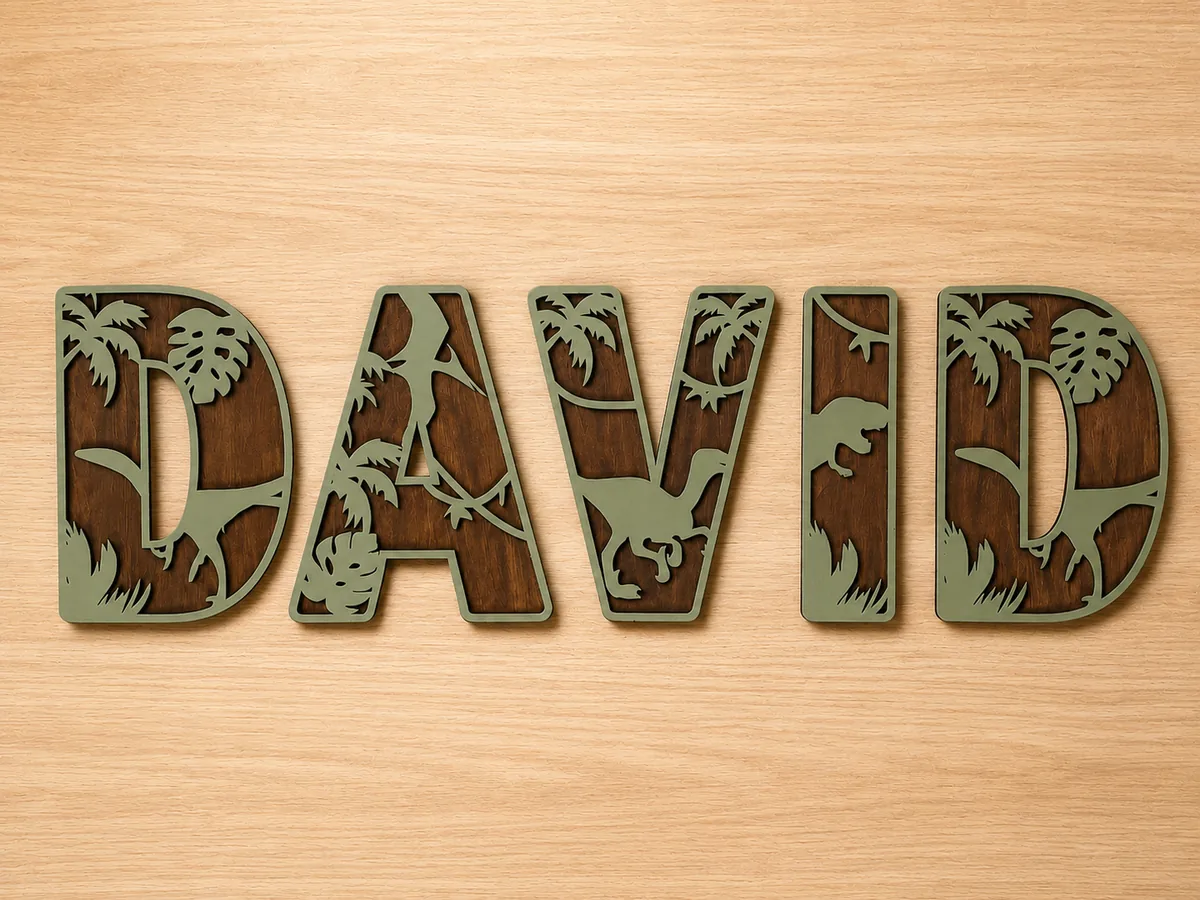 Layered wooden name sign